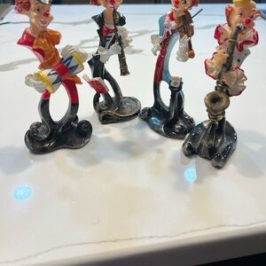 Colorful Clown Musician Figurines